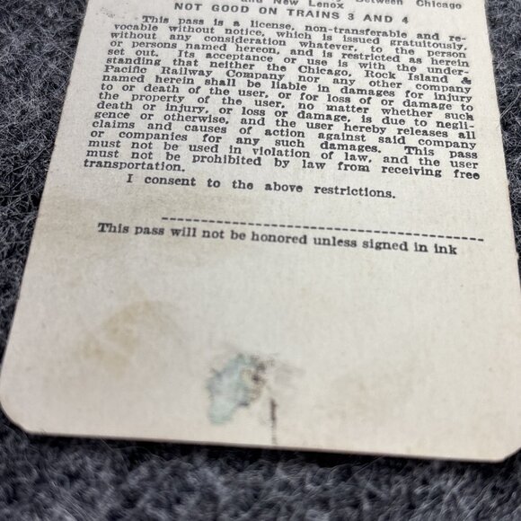 1926 Chicago Rock Island & Pacific Railway Employee Railroad Pass 116454 - Picture 5 of 9